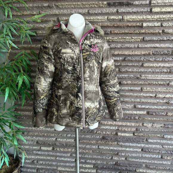 Realtree Camo Max-1 XT Full Zip Jacket Removable Faux Fur Trim Hood Size Large - Picture 3 of 10